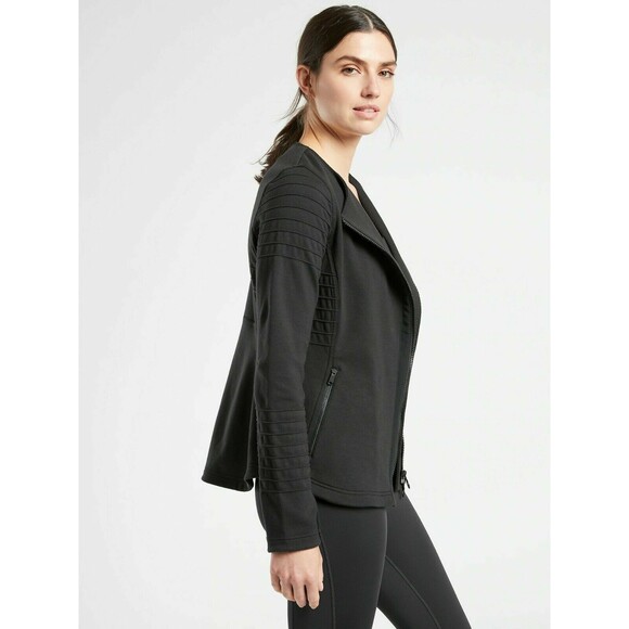 Athleta Full Zip Moto Jacket Black Small - Picture 5 of 11